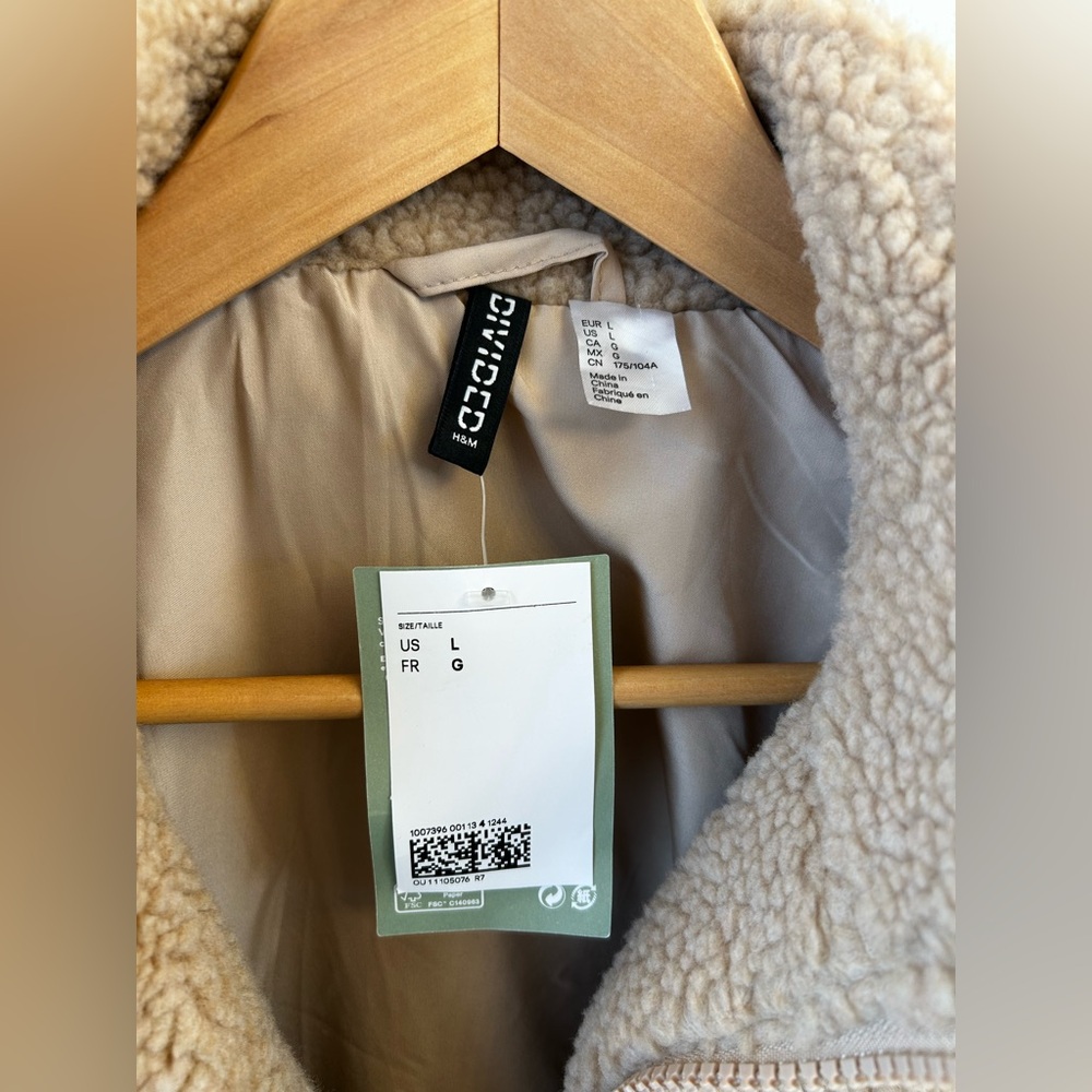 H&M Women's Beige Teddy Jacket - Picture 3 of 5